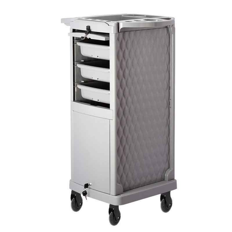 Professional Lockable wheel plastic Hair roller cart utility beauty hair salon trolley