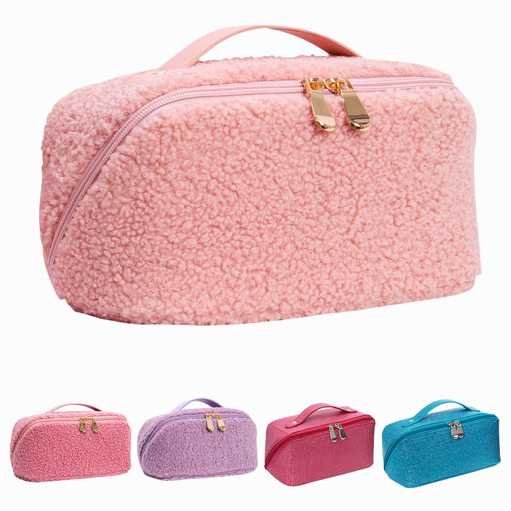 Wholesale Terry Teddy Cosmetics Makeup Bags Travel Toiletry Make Up Bags Custom Logo Small Mini Portable lipstick Storage Bags