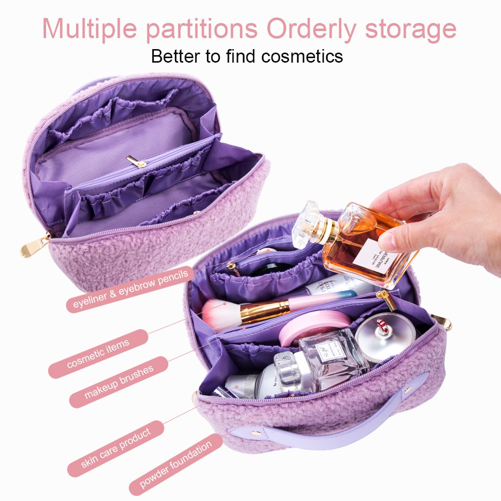 Wholesale Terry Teddy Cosmetics Makeup Bags Travel Toiletry Make Up Bags Custom Logo Small Mini Portable lipstick Storage Bags