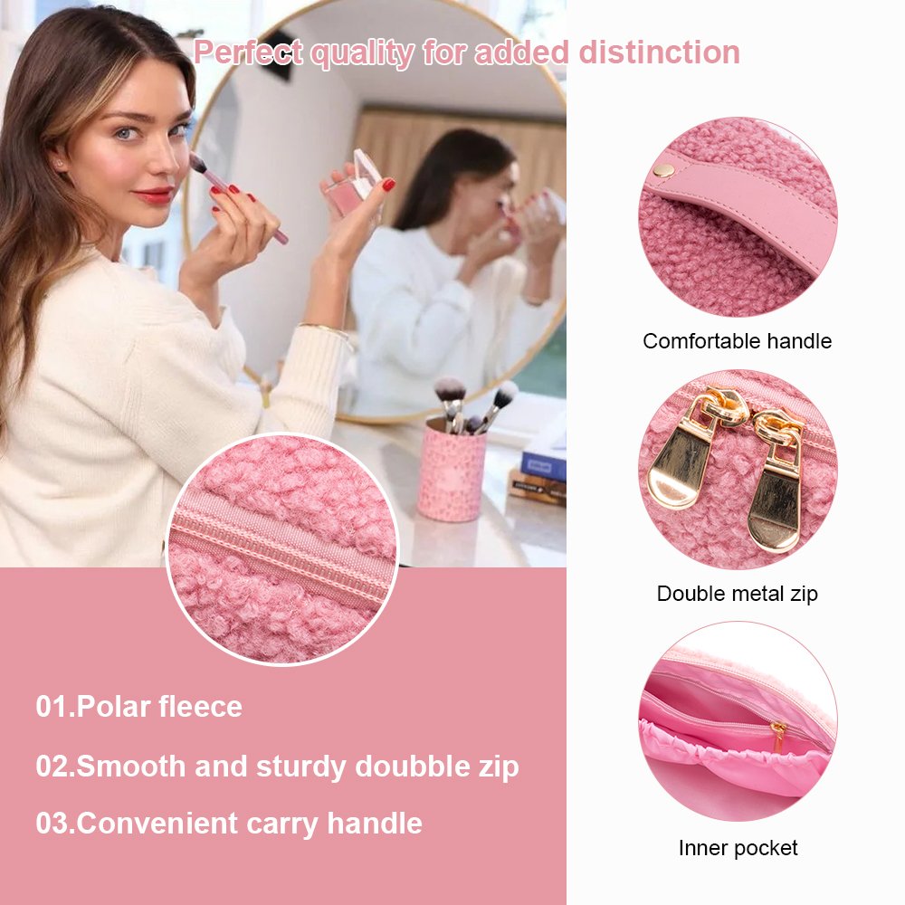 Wholesale Terry Teddy Cosmetics Makeup Bags Travel Toiletry Make Up Bags Custom Logo Small Mini Portable lipstick Storage Bags