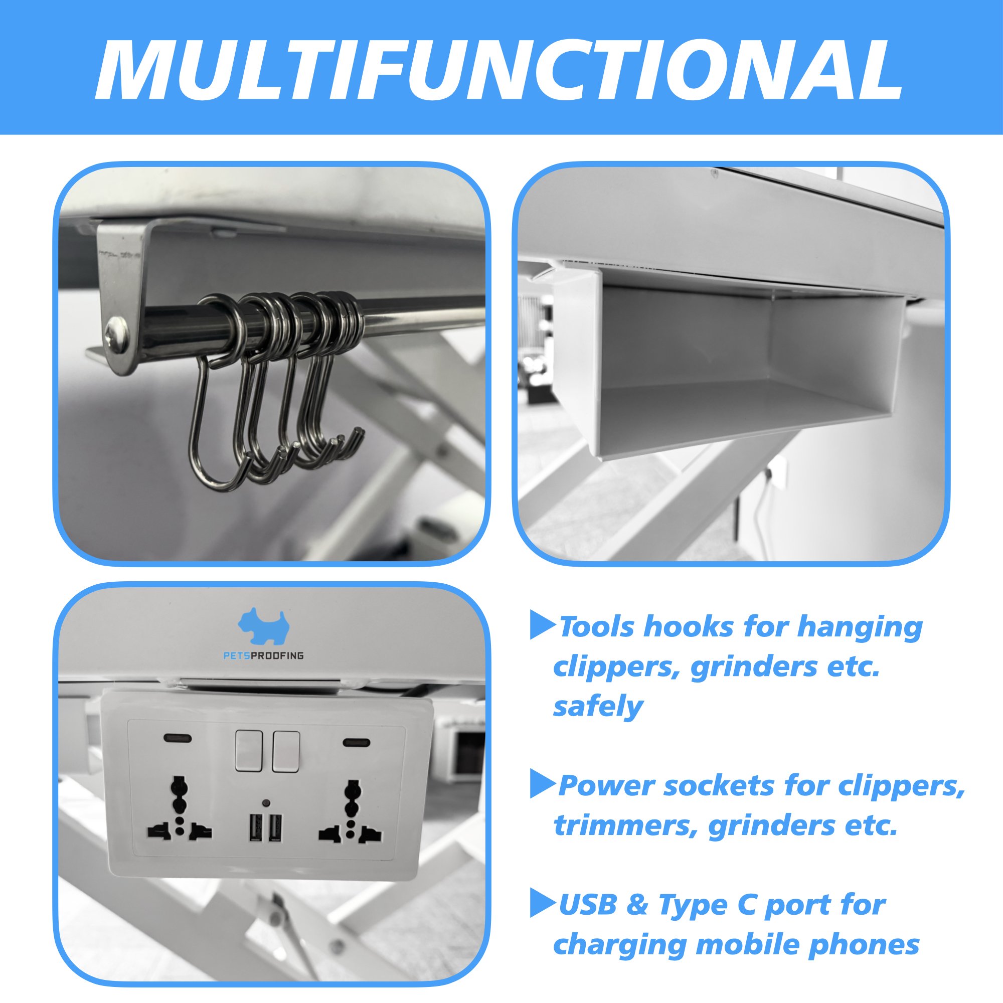 Professional Grade Multifunctional Electric Lifting Folding Beauty Equipment Small Animals Dogs Pet Grooming Table