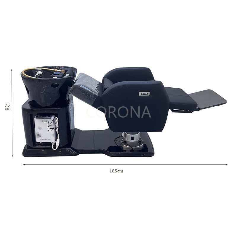 Professional Electric Recliner Hair Salon Washing Chair Water Therapy Head Spa Massage Shampoo Bed With Ceramic Basin