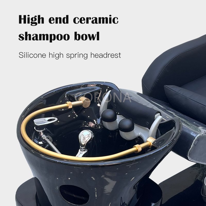 Professional Electric Recliner Hair Salon Washing Chair Water Therapy Head Spa Massage Shampoo Bed With Ceramic Basin