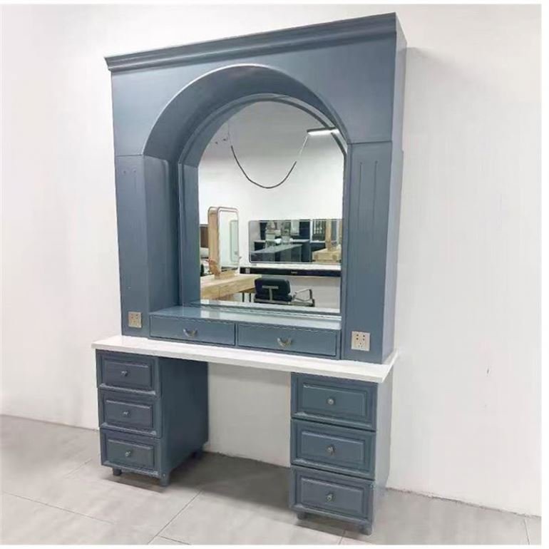 Styling Hair Trolley Cart With Wheel Color And Back Bar Material Salon De Coiffure Miroir Mirror Station