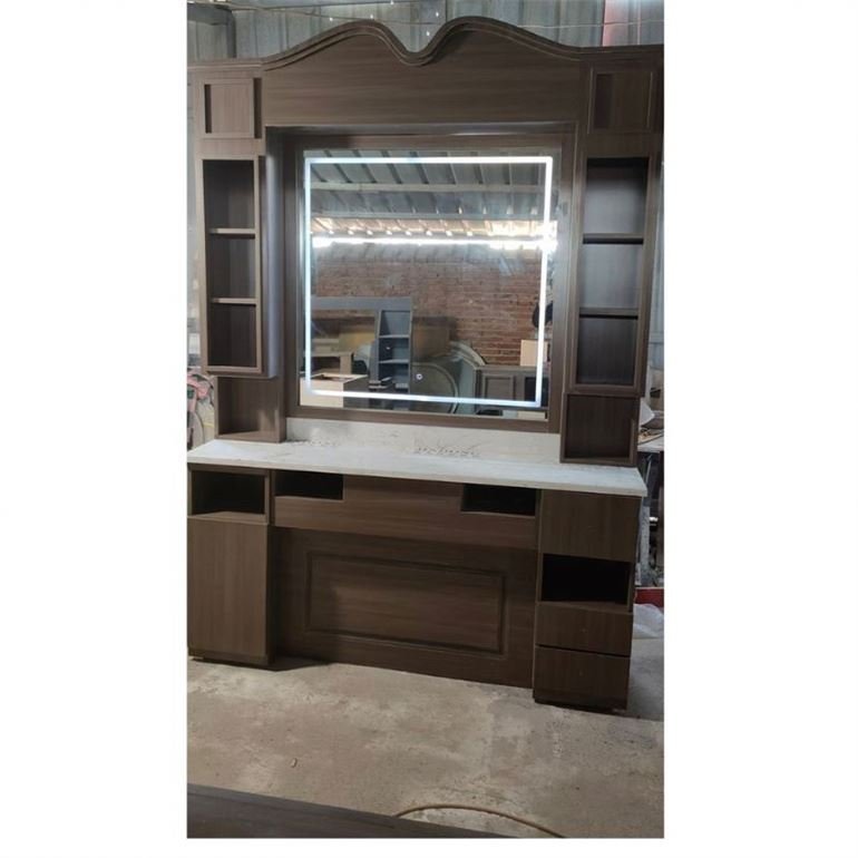 Styling Hair Trolley Cart With Wheel Color And Back Bar Material Salon De Coiffure Miroir Mirror Station