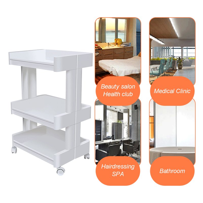Plastic 3 Tier Layer Beauty Salon Trolley Cart Spa Kitchen Lash Rolling Storage Cart