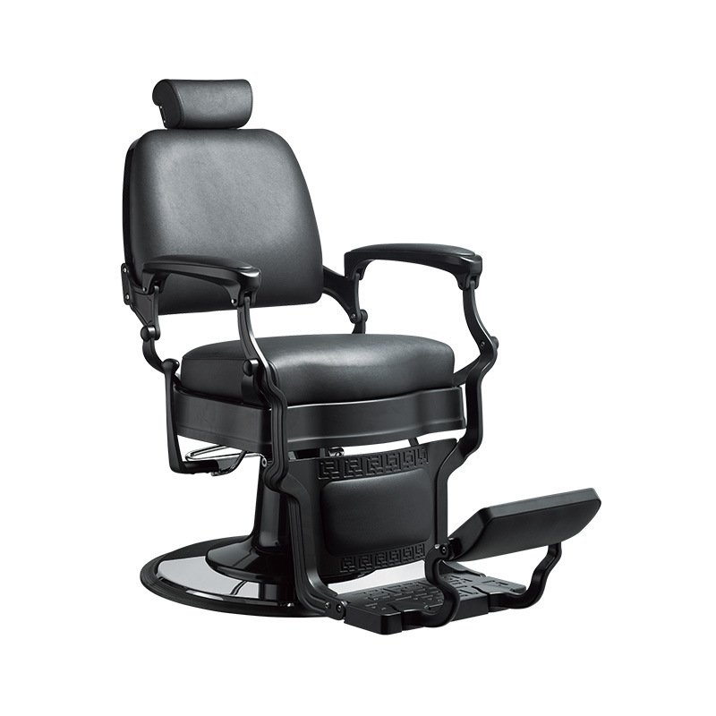 Yoocell High Quality Heavy-Duty Stainless Steel Barber Chair Black Gold Vintage Style Leather Salon Furniture Wholesale Price