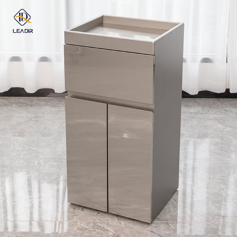 Leadir Modern Beauty Hair Saloon Tools Cart Golden Stainless Steel Drawer Hairdressing Barber Shop Salon Trolley
