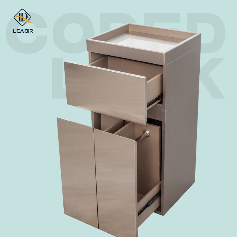 Leadir Modern Beauty Hair Saloon Tools Cart Golden Stainless Steel Drawer Hairdressing Barber Shop Salon Trolley
