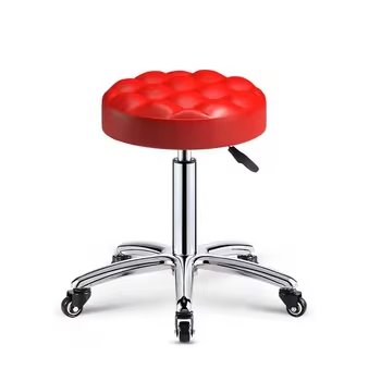 Salon Shop Round Seat Salon Chair With Wheels Barber Shop Rotatable Moving Sponge PU Leather Adjustable Counter Barber Chairs