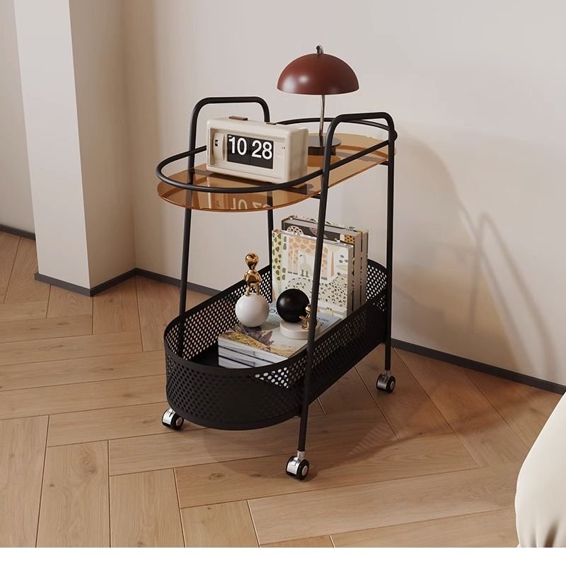 Mobile small coffee table, living room sofa, dining area, small cart with wheels, tea table cabinet, Japanese tea storage rack