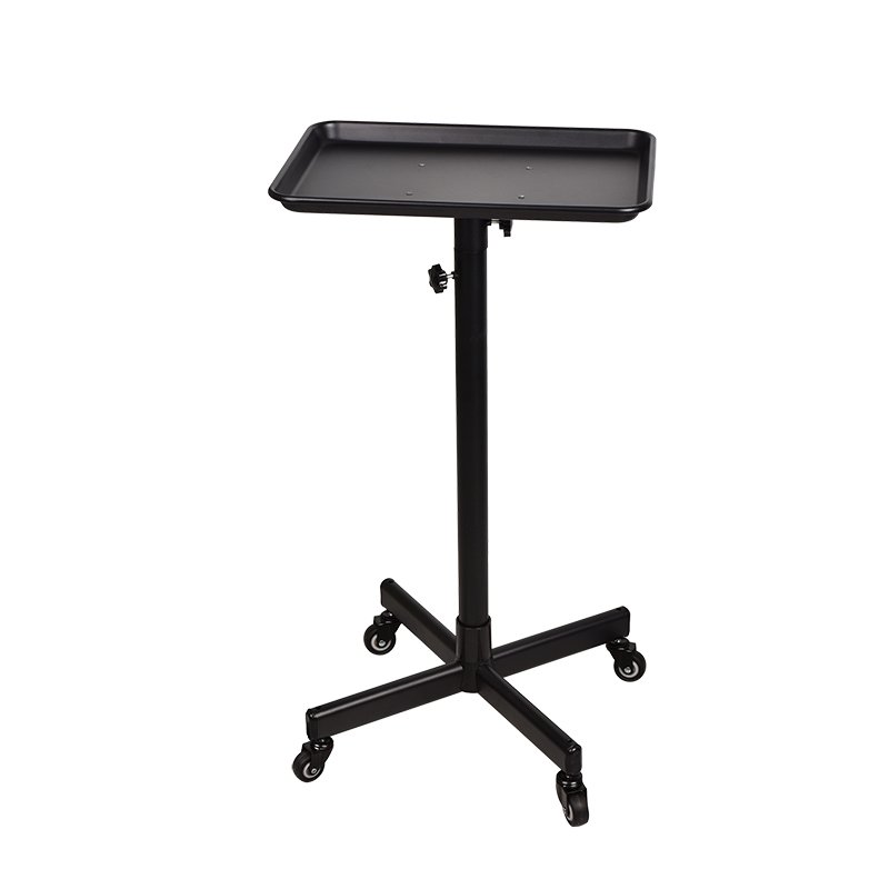 Salon Working Trolleys Adjustable Height Black Hair Salon Trolley Hairdressing Cart Tray with Wheels