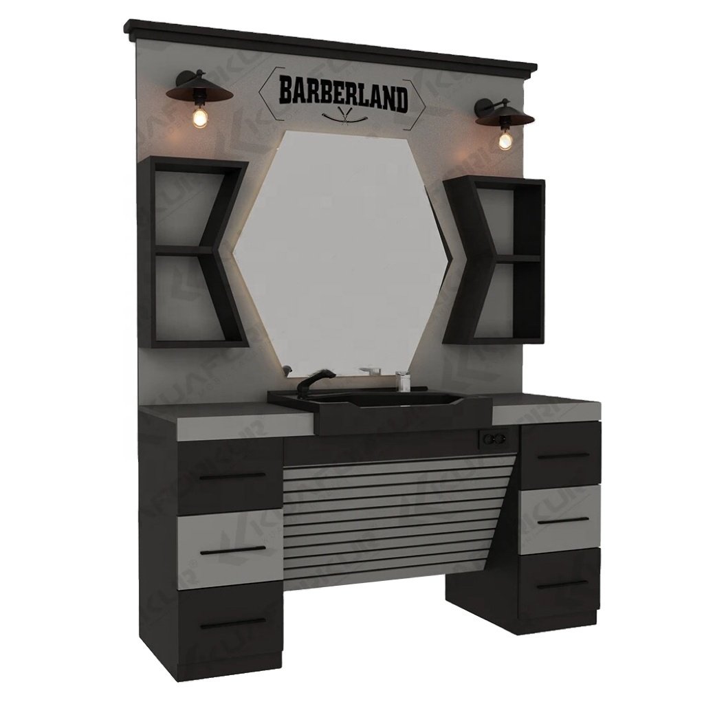 newest barber station with mirror black barber shop stations wood barber styling station