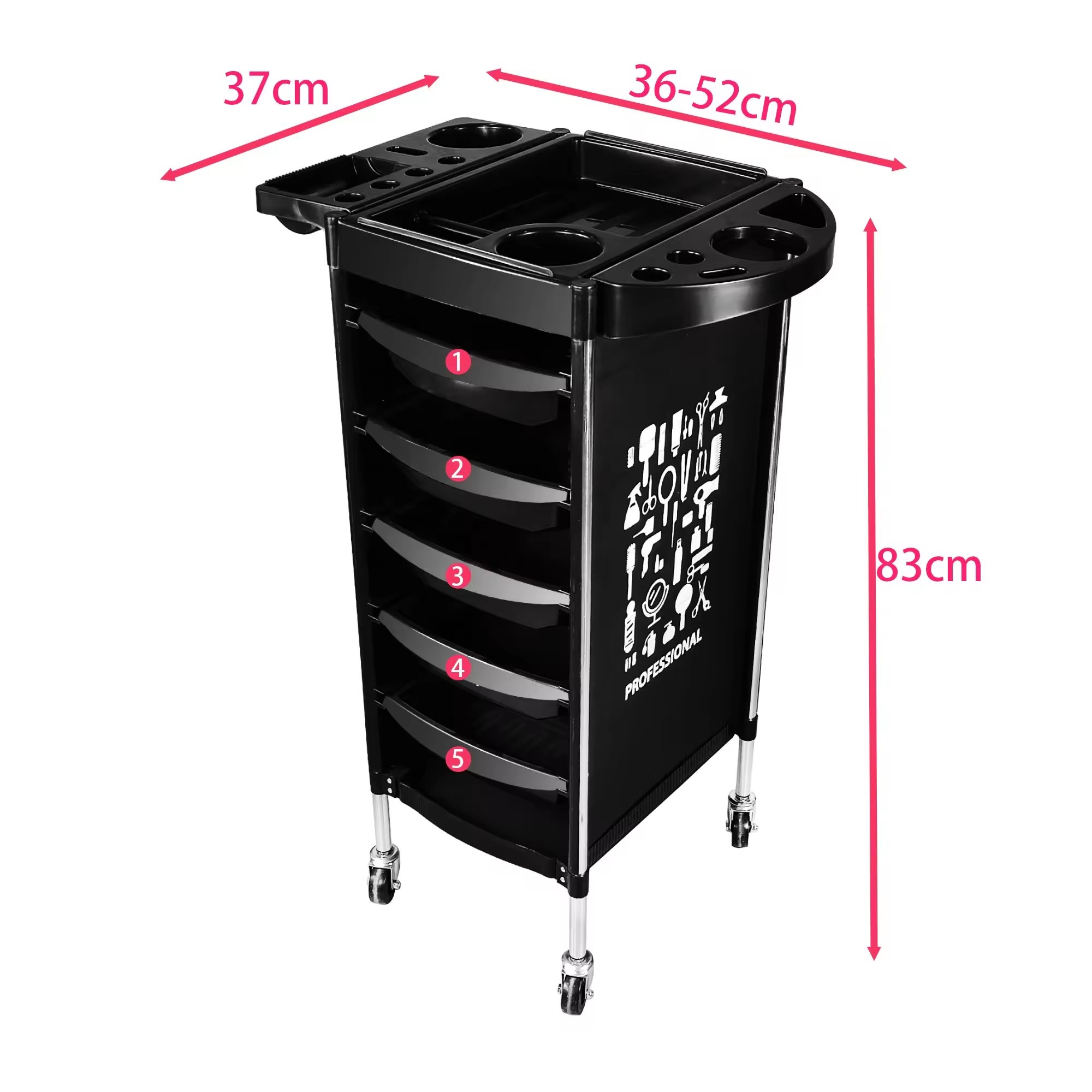 Beauty salon tray trolley Hair perm dyeing trolley hair salon tool cart barbershop five-layer storage storage