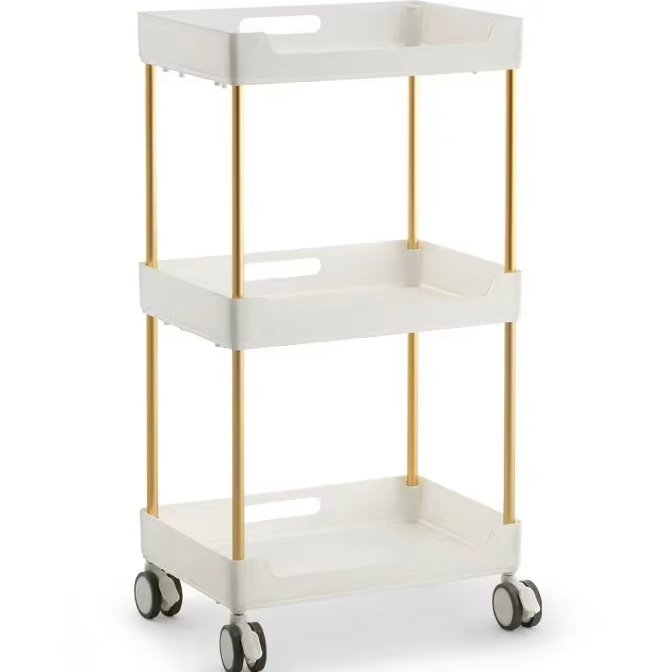 Hot Sale Three Layer Quality Beauty Hair Salon Trolley White/Grey Plastic Salon Trolley