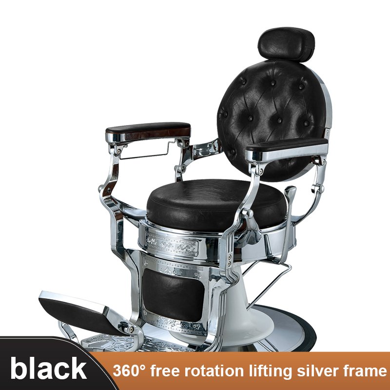 Jincheng Modern black Leather Hair Salon Hairstyling Chair Swivel Beauty Salon Men's barber chair Stainless Steel Frame