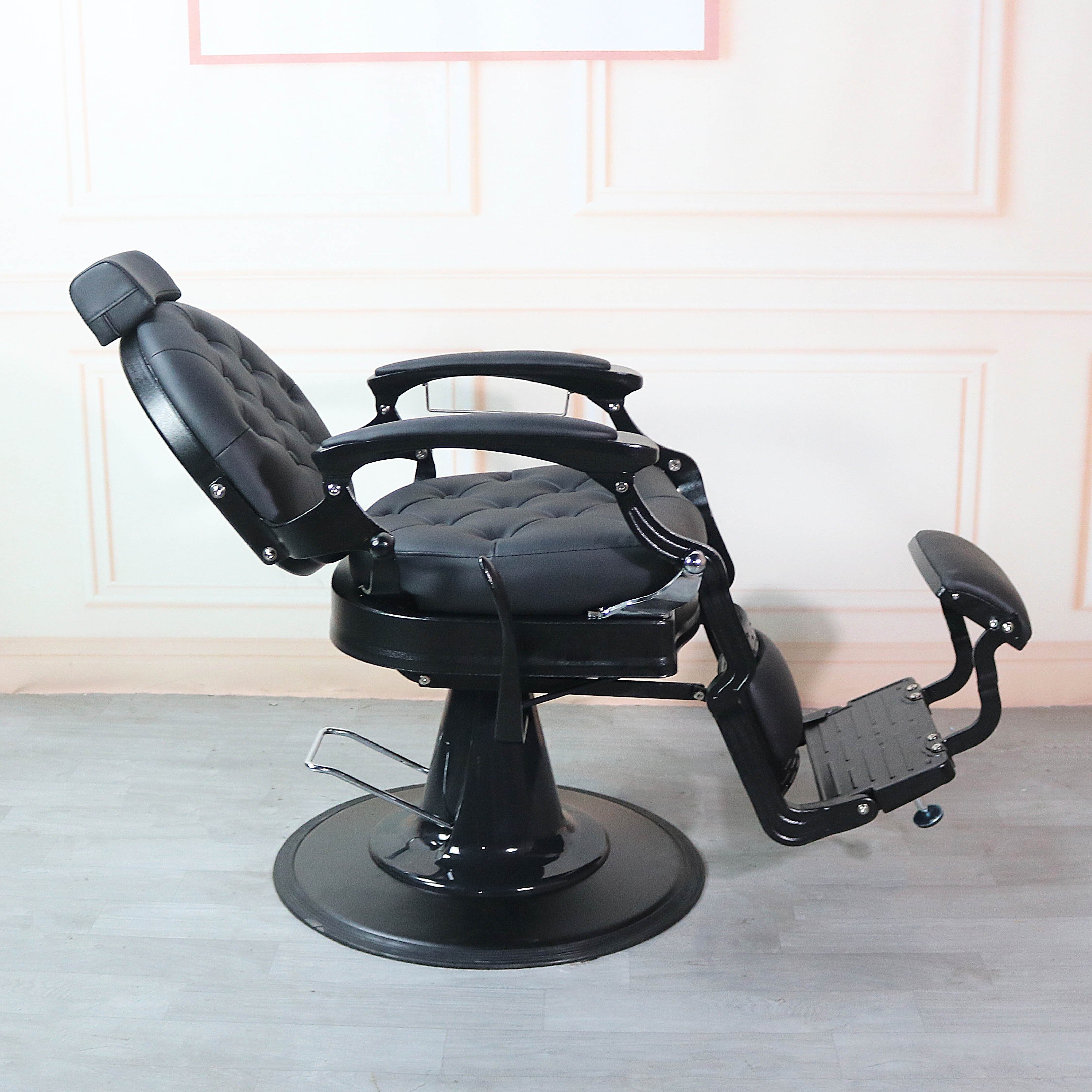 Reclining Massage Barber Chair for Hair Cutting in Retro Salon
