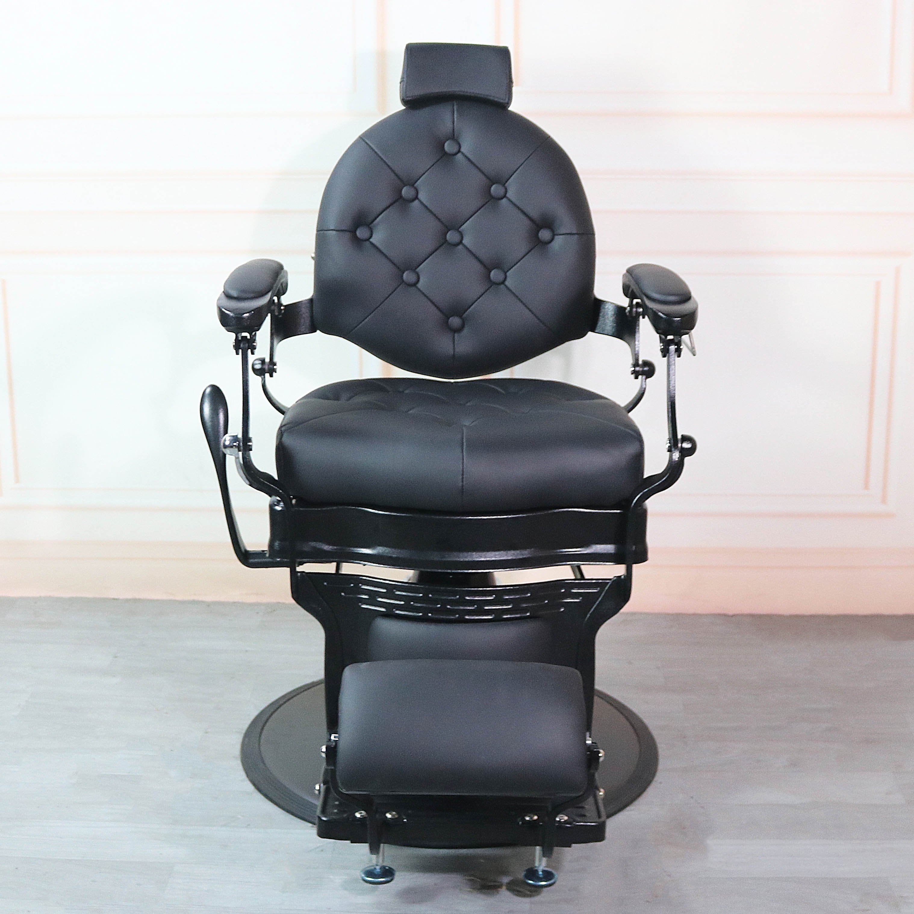Reclining Massage Barber Chair for Hair Cutting in Retro Salon