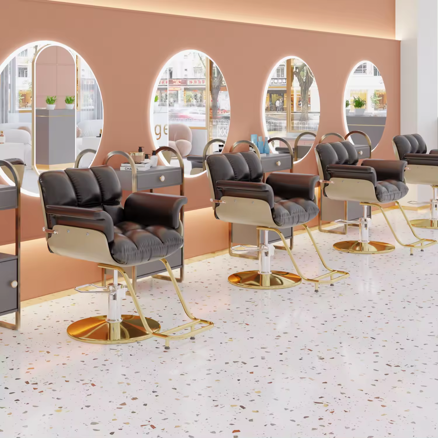 Optional Color Artificial leather design 360-degree rotatable Salon Barber Chair beauty shop equipment