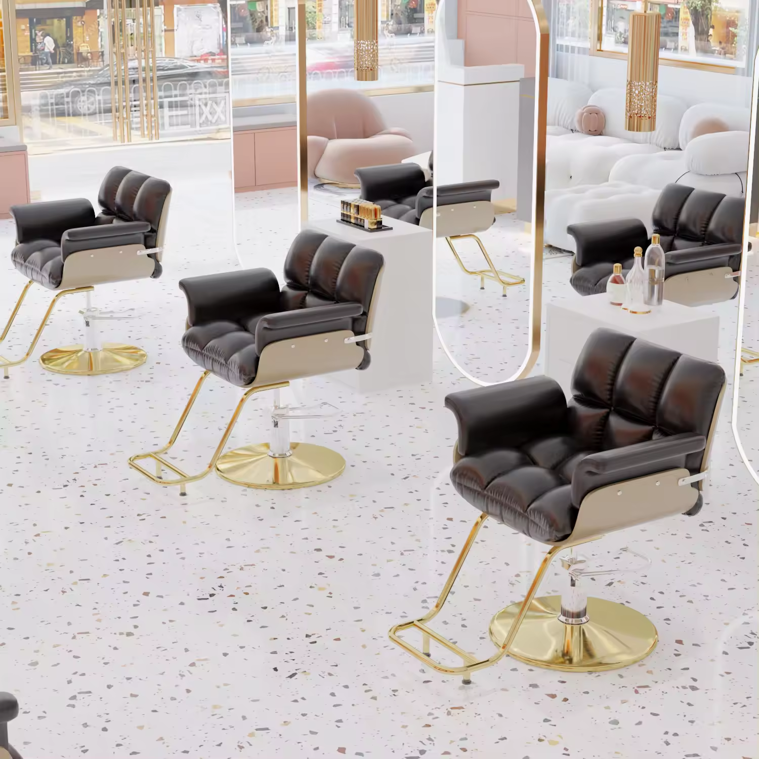 Optional Color Artificial leather design 360-degree rotatable Salon Barber Chair beauty shop equipment