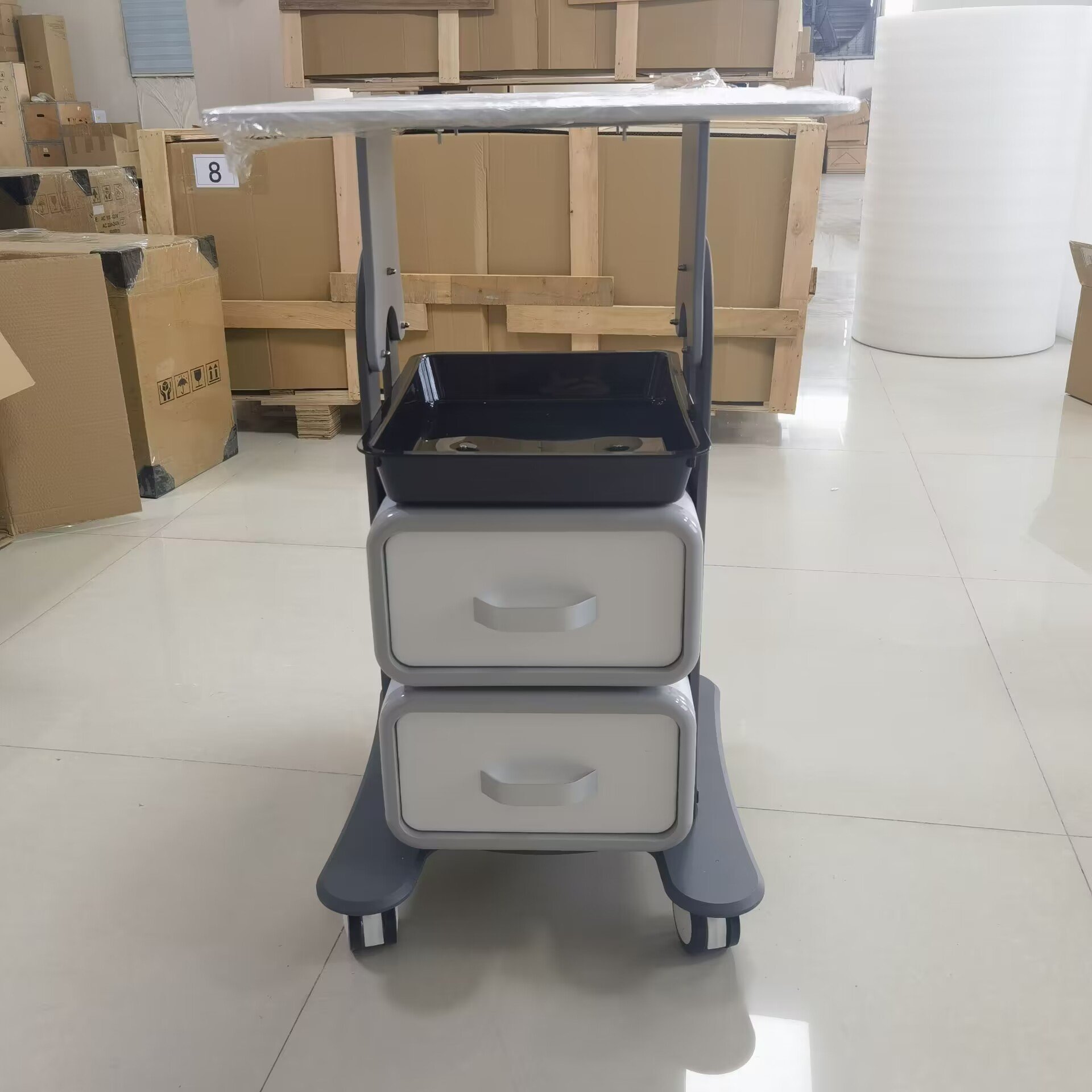 2023 Newest Beauty salon clinic medical Trolley Device ABS made beauty salon use medical patient trolley with double drawers