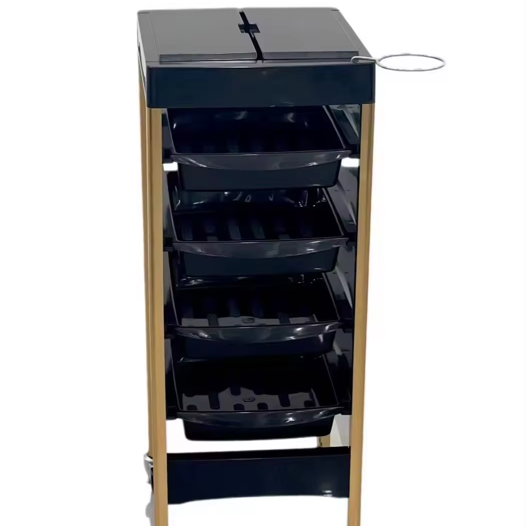 Black Beauty Salon Hairdressing nail Trolley Cart Economical Hair Salon Trolley tray cart
