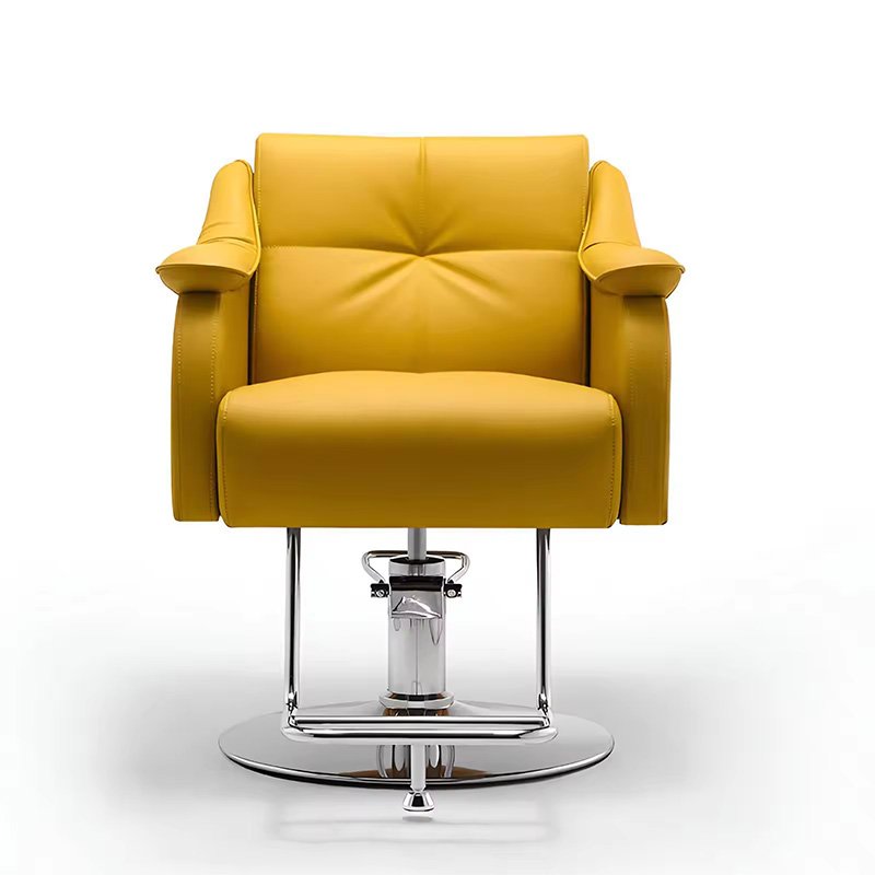 Popular leather yellow chair with large seat and soft armrests suitable for bedroom barber shop chair