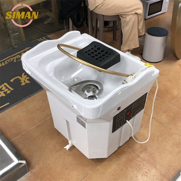 Siman new portable shampoo bowl with a large 60L water storage tank salon furniture water circulation phototherapy and steamer