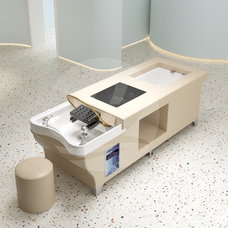 Salon Furniture Barber Hair Massage Head Spa Therapy Shampoo Bed With Multifunction Back Massage Water Circulation And Steamer