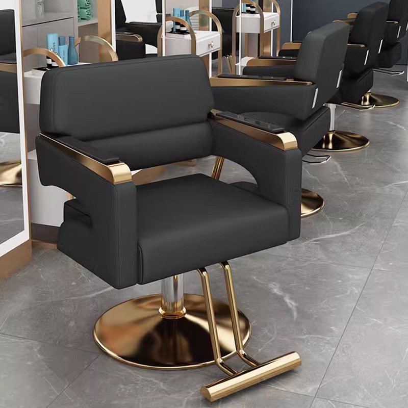 High Quality Barber Shop Modern Beauty Hair Portable Luxury Black Leather Metal Salon Barber Chair