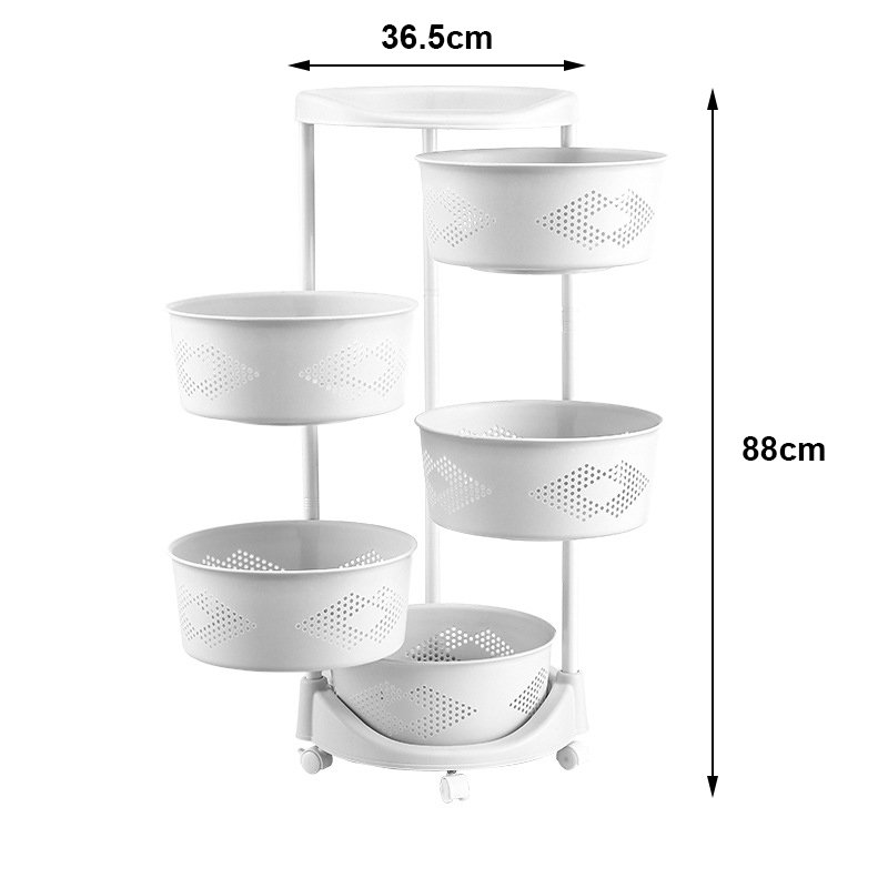 Hot selling Makeup Storage Hair Salon Trolley Plastic Rotating Fruit Basket Kitchen Organization 360 4 Tier Rolling cart