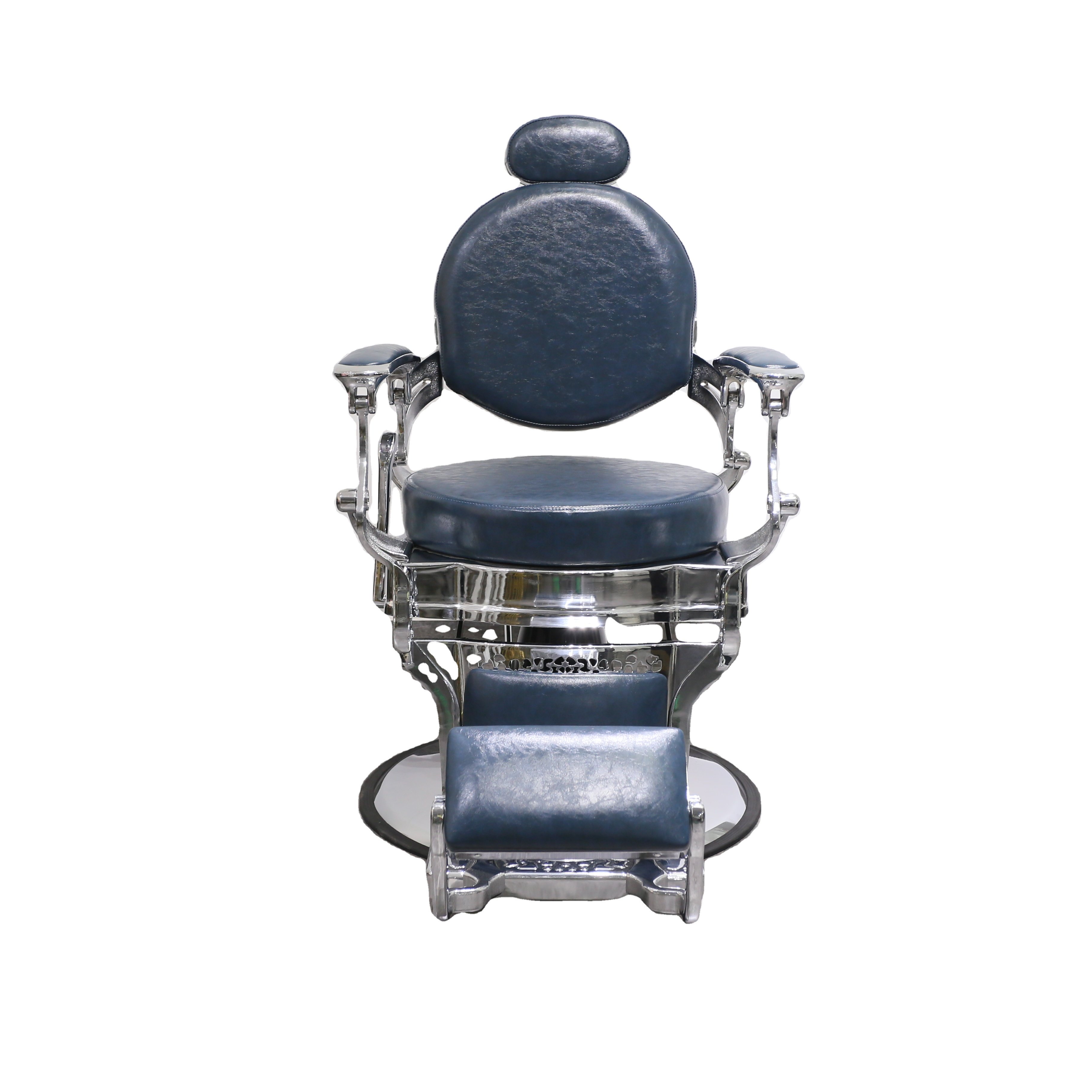 Round Back Barber Chair Hydraulic Pump Unique Shape Can Be Customized Leather Barber Chair
