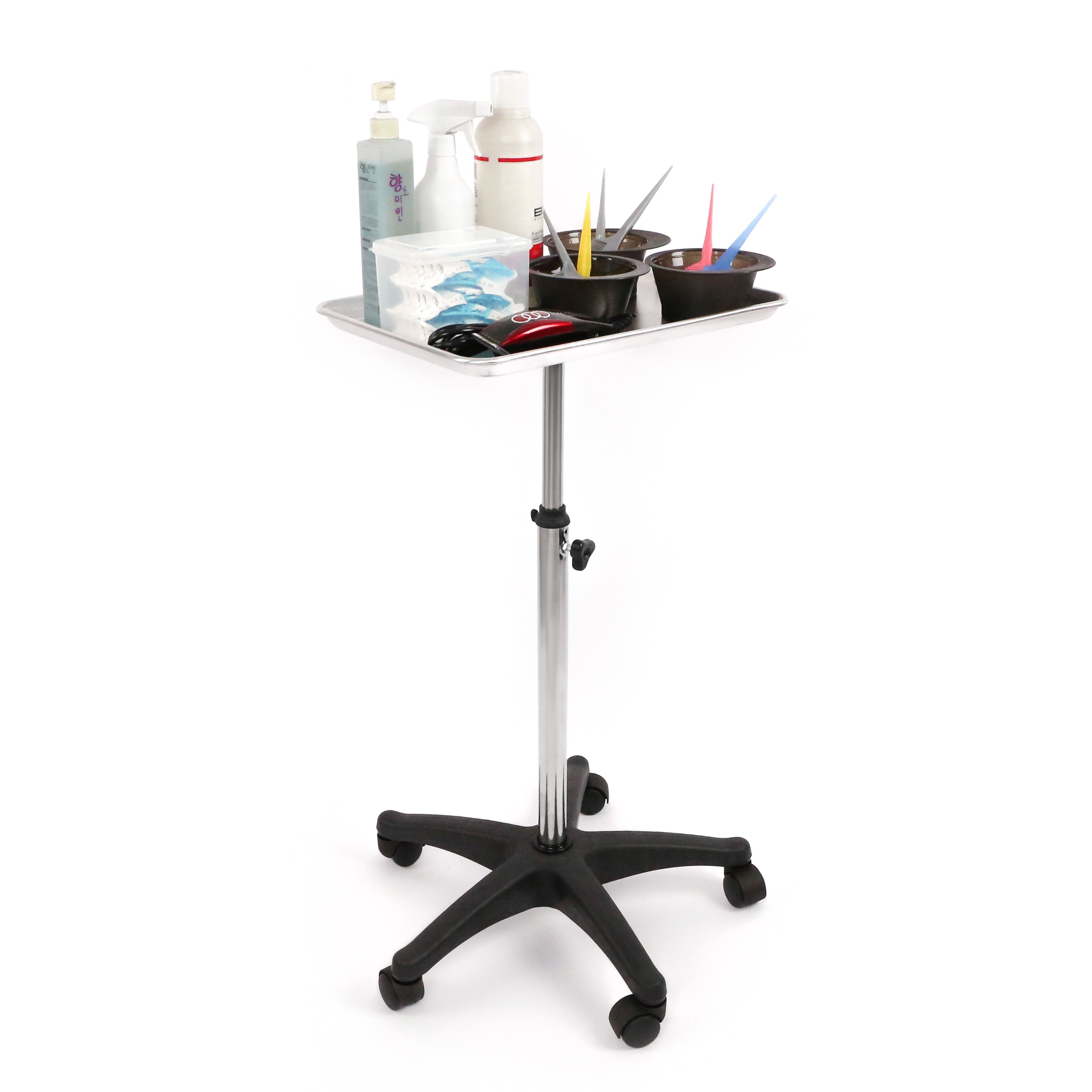 portable hair salon equipment rolling cosmetics trolley metal tray for spa