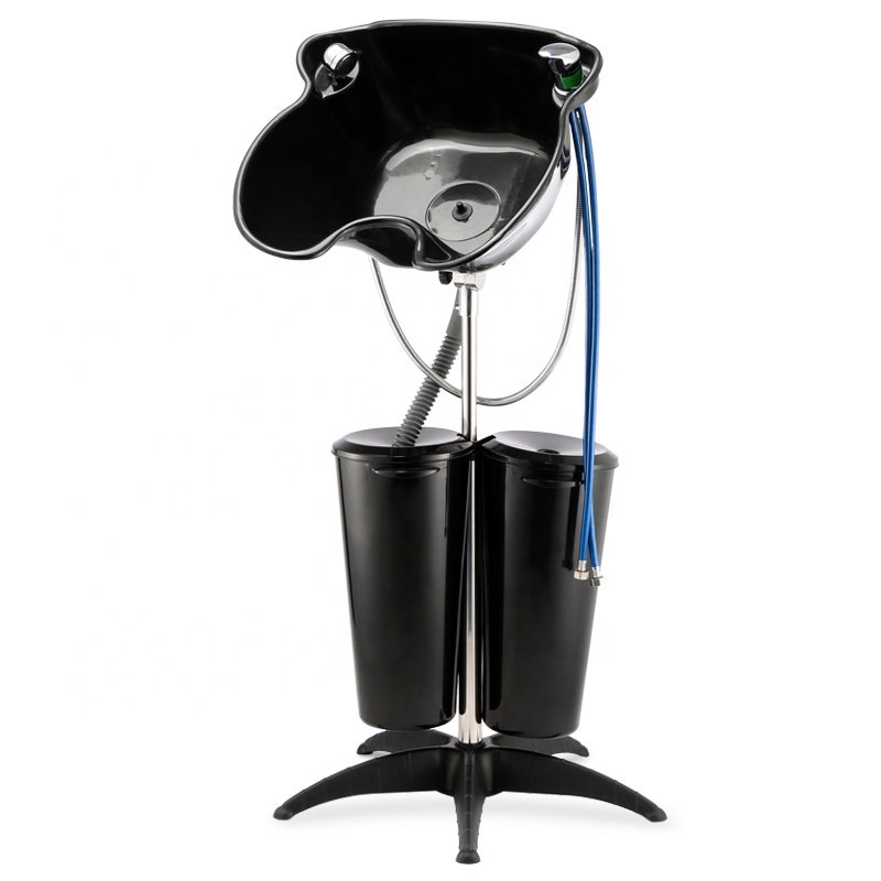 Beauty Salon Barber Shop Portable Black Hairdressers Plastic Mobile Hair Wash Shampoo Basins