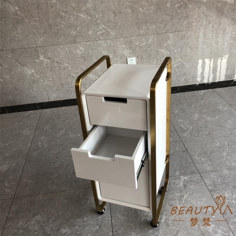 Wholesale Salon Shop Equipment With Hair Dryer Holder Stainless Steel Hair Salon Carts Trolleys Beauty White Color