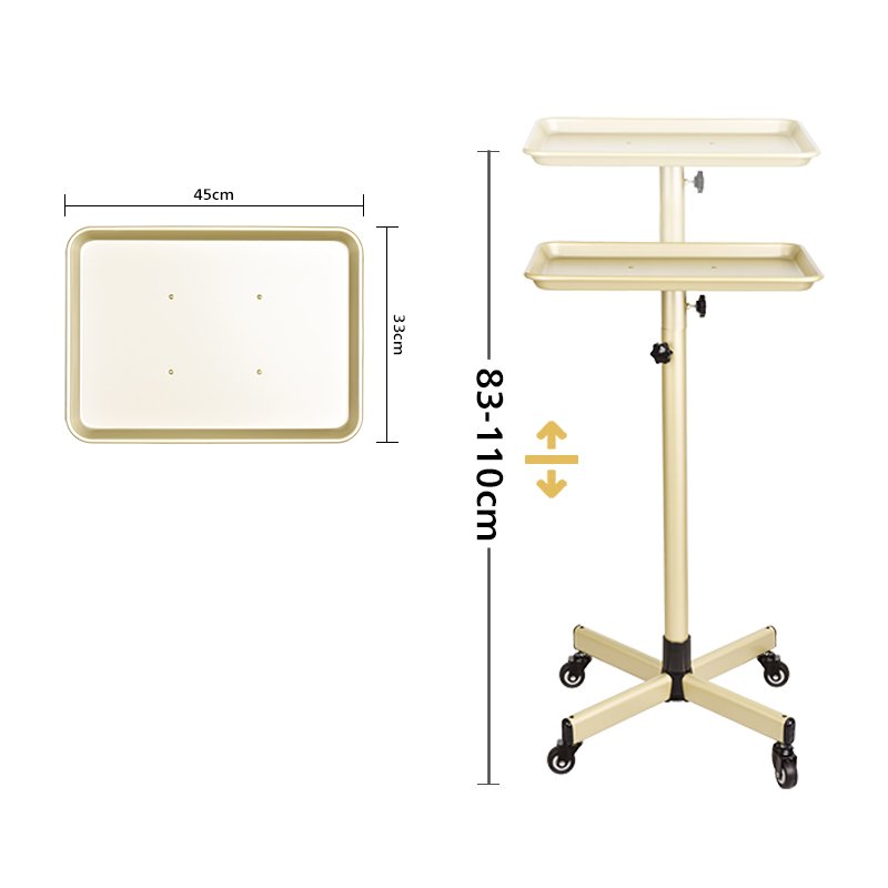 Salon Working Trolleys Hair Salon Trolley Hairdressing Cart Tray with Wheels Gold Salon Furniture Modern 50pcs Adjustable Height