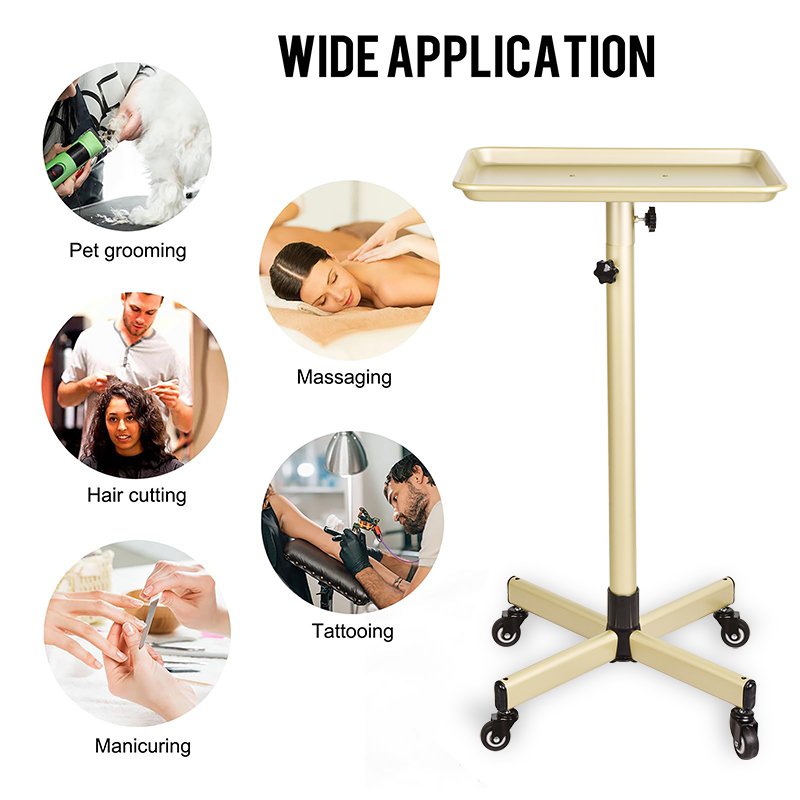 Salon Working Trolleys Hair Salon Trolley Hairdressing Cart Tray with Wheels Gold Salon Furniture Modern 50pcs Adjustable Height