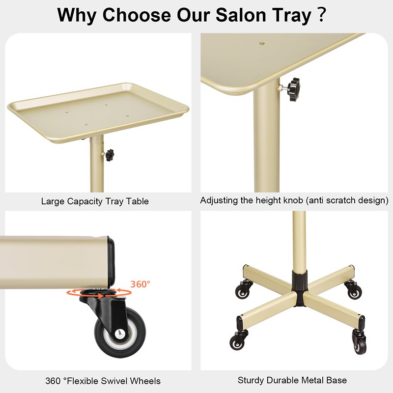 Salon Working Trolleys Hair Salon Trolley Hairdressing Cart Tray with Wheels Gold Salon Furniture Modern 50pcs Adjustable Height