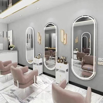 2023 Hot Sale Barber shop Mirror Led Mirror Full Dimmer Light Dressing hair salon mirrors for saloon station