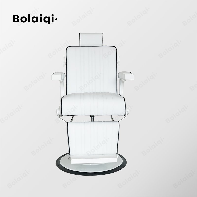 BOLAIQI barber furniture white barber chair hydraulic heavy duty pump barber chair square reclining backrest