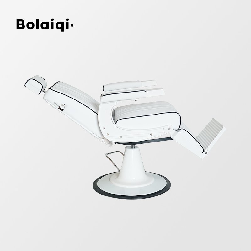BOLAIQI barber furniture white barber chair hydraulic heavy duty pump barber chair square reclining backrest