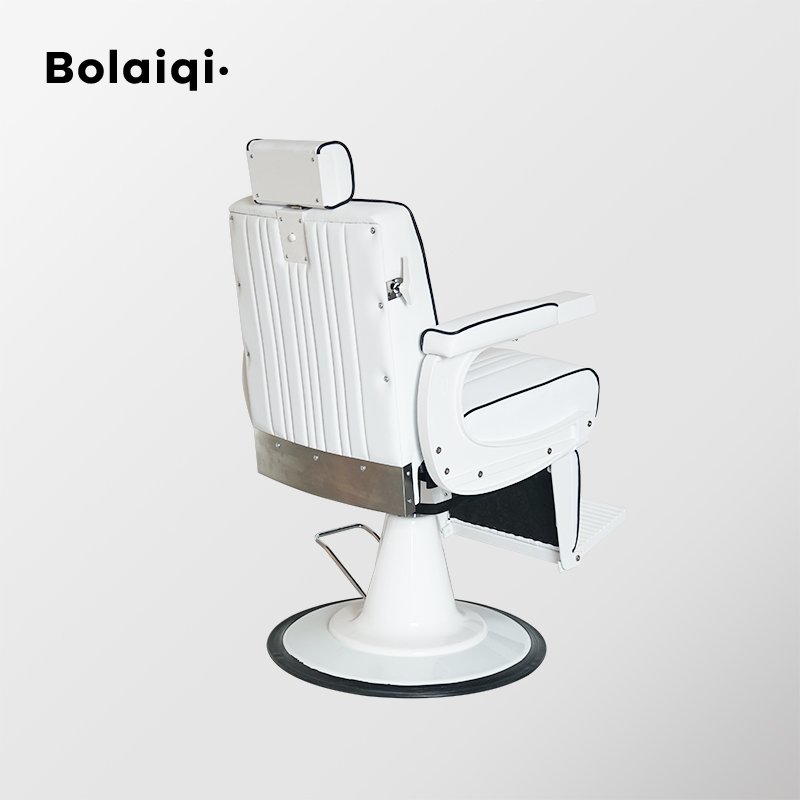 BOLAIQI barber furniture white barber chair hydraulic heavy duty pump barber chair square reclining backrest