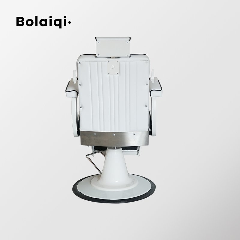 BOLAIQI barber furniture white barber chair hydraulic heavy duty pump barber chair square reclining backrest