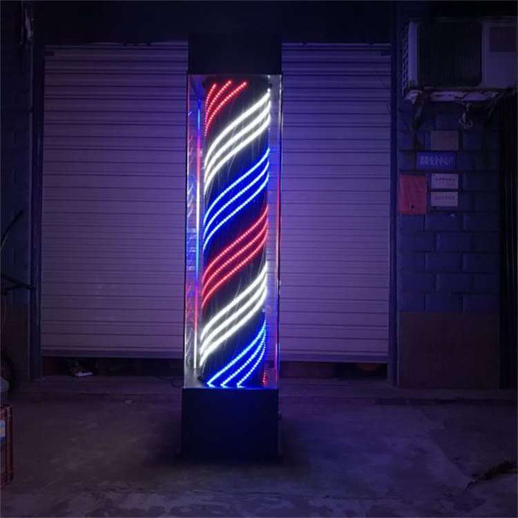 Siman barberpub barber pole rotating red blue white black led strips light metal hair salon beauty furniture wayfair hot sale