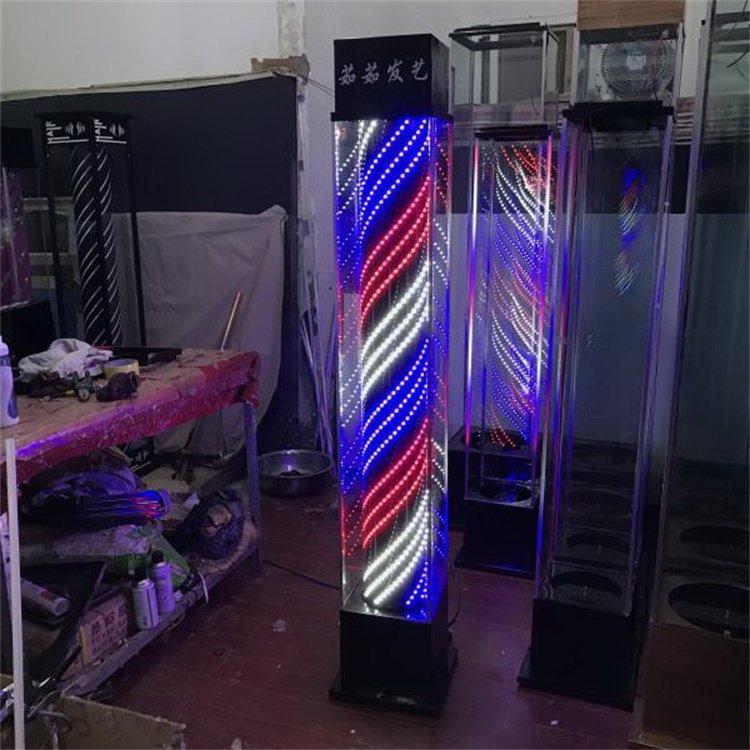 Siman barberpub barber pole rotating red blue white black led strips light metal hair salon beauty furniture wayfair hot sale