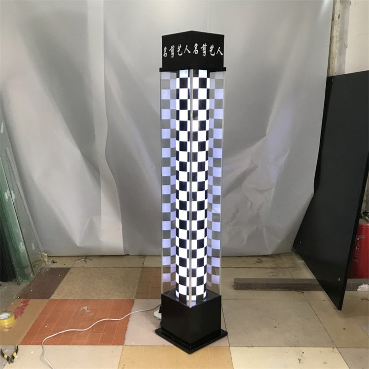 Siman barberpub barber pole rotating red blue white black led strips light metal hair salon beauty furniture wayfair hot sale
