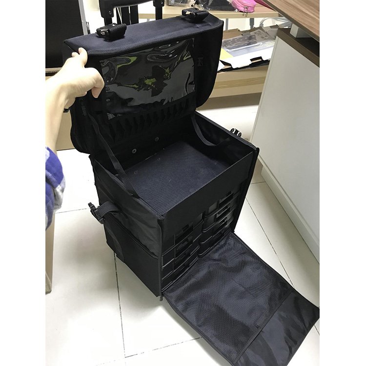 Professional Makeup School Trolley Bag Oxford Barber Salon Trim Tools Storage Trolley Bags 2 in 1 Trolley Bags with Travel Wheel