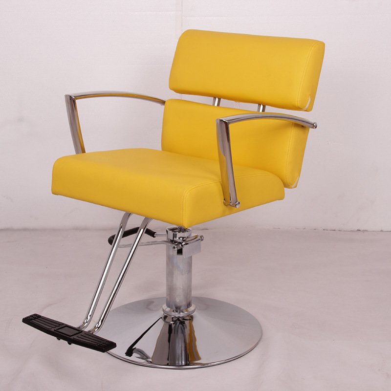 Modern Stable Round Base Hydraulic Pump Vented Back Fine Leather Adjustable Height Barber Chair