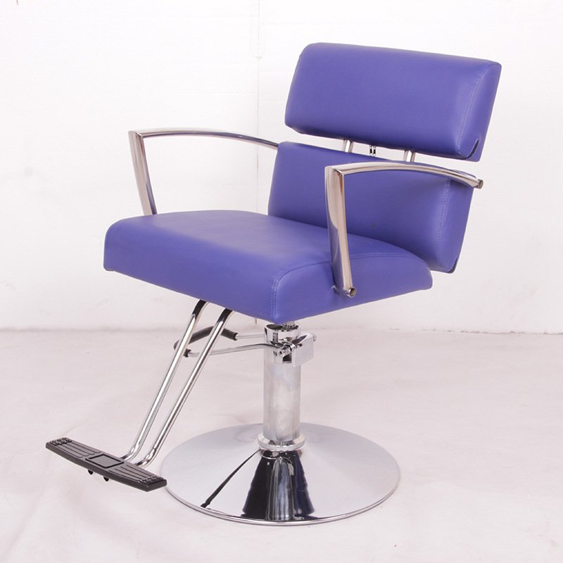 Modern Stable Round Base Hydraulic Pump Vented Back Fine Leather Adjustable Height Barber Chair