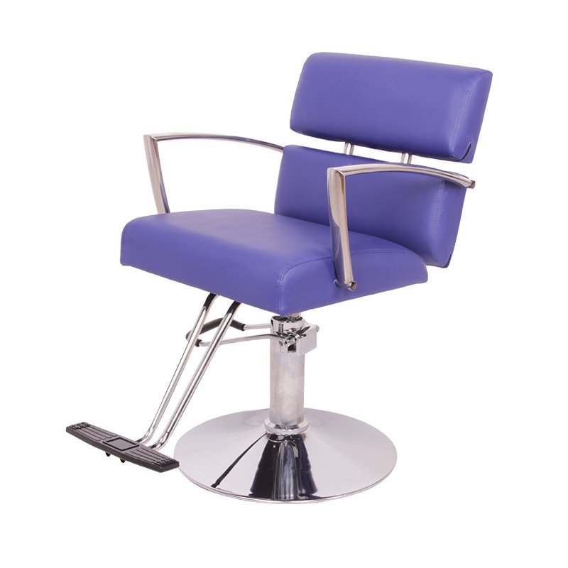 Modern Stable Round Base Hydraulic Pump Vented Back Fine Leather Adjustable Height Barber Chair